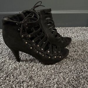 Nine West Black Strappy Heeled Boots